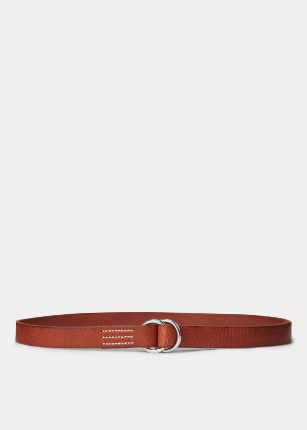 Cinturones Polo Ralph Lauren Mujer Marrom - Skinny Leather O-Ring - KFVZP2534